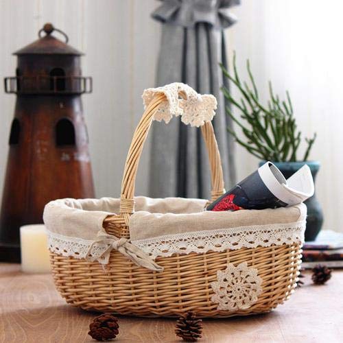 Hand-Woven Wicker Picnic Basket - Multifunctional Storage Organizer for Eggs, Candy, Bath Toys & Kids Toys | Perfect for Gift Wrapping, Picnics, Home Decor & Nursery Organization