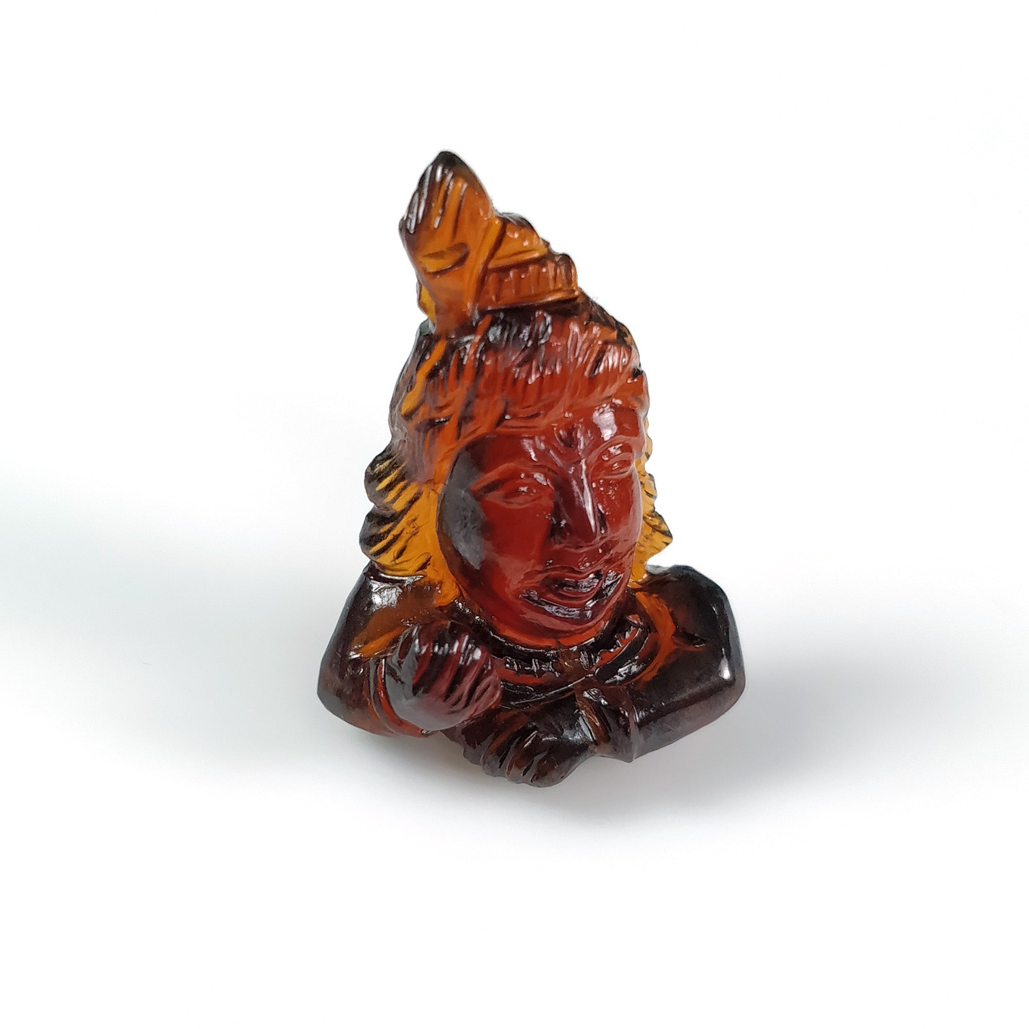 Natural Hessonite Garnet Gemstone Carving - 20.50ct Untreated Hand-Carved Lord Krishna Statue (25x18mm) | Spiritual Decor, Meditation Altar, Yoga Room, Hindu Puja Gift