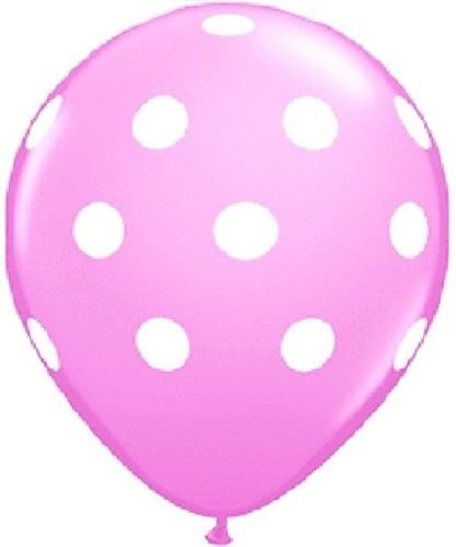 LOONBALLOON Pastel Pink & White Polka Dot Latex Balloons (6 Pack) - Helium Quality for Baby Showers, Birthday Parties & Wedding Decorations