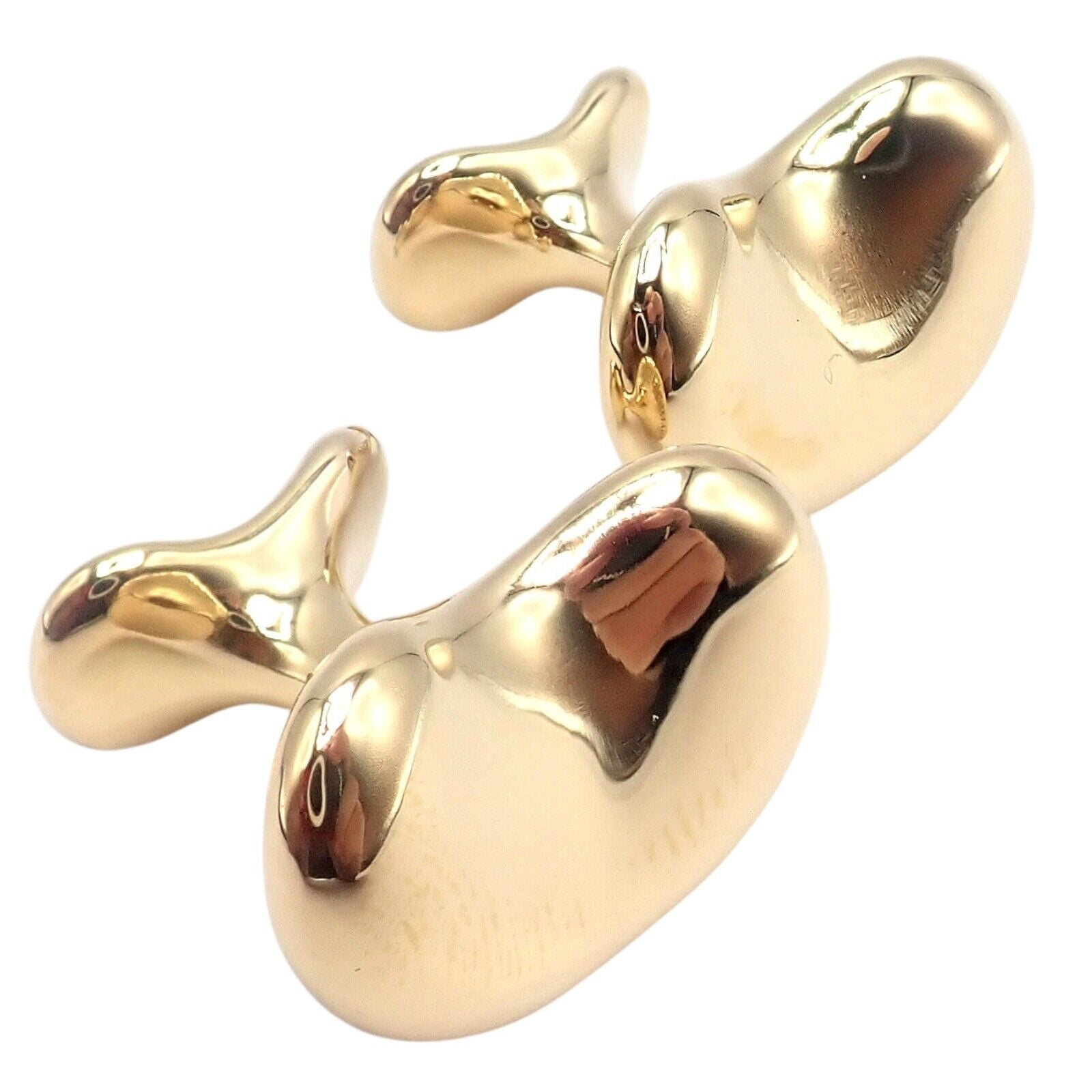 Vintage Tiffany & Co Peretti 18k Yellow Gold Extra Large Bean Cufflinks - Rare Collectible Men's Jewelry for Formal Events & Luxury Gifts
