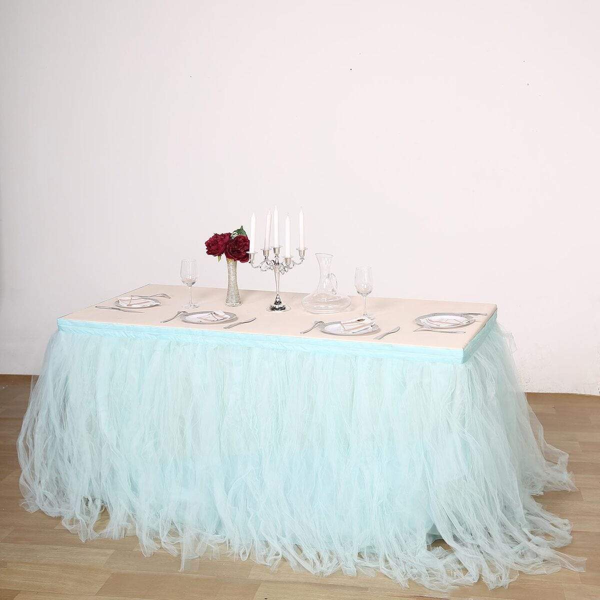 Elegant Multi-Layer Tulle Table Skirt for Weddings, Parties & Events - Decorative Table Covering for Banquet, Birthday & Special Occasions
