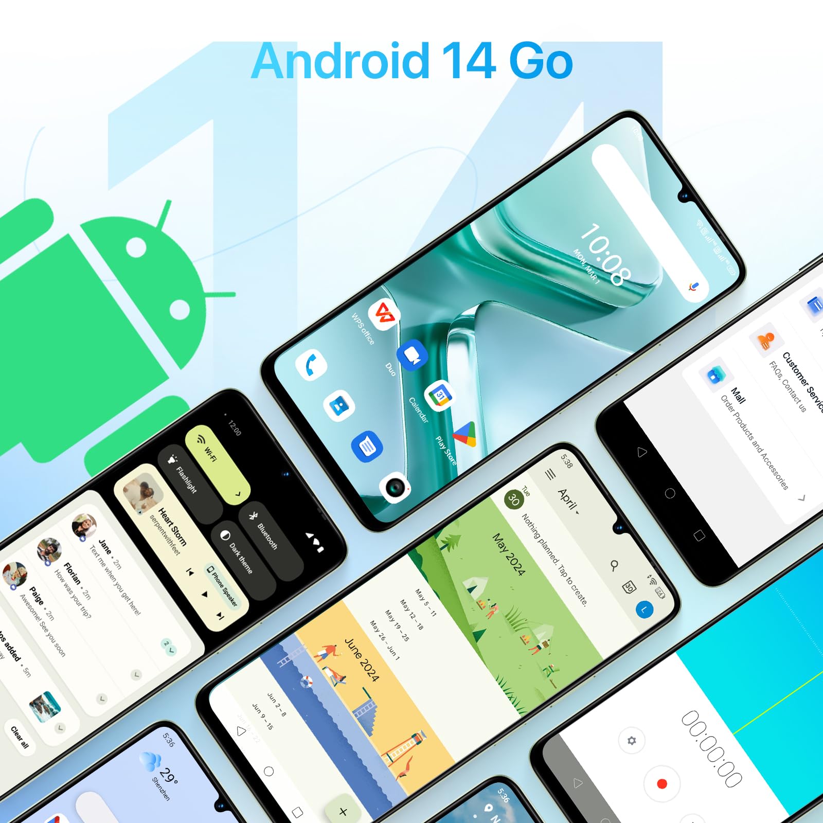 UMIDIGI G9A Unlocked Android 14 Smartphone, 8GB RAM 64GB ROM Expandable to 1TB, 6.75