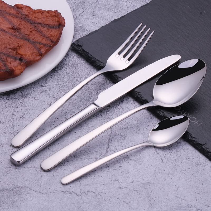24-Piece Stainless Steel Silverware Set - Gold Flatware Cutlery for Kitchen, Dining & Travel - Knife, Fork & Spoon Tableware Set for Restaurants, Parties & Everyday Use