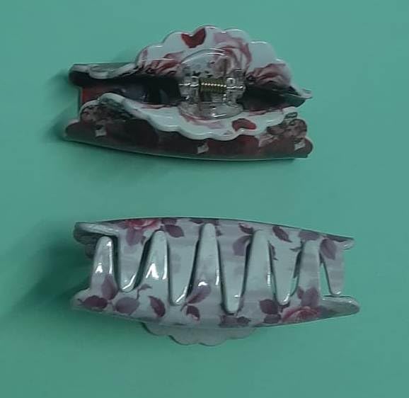 Long Hair Clips for Women and Girls - 2 Pack Hair Clutchers in White, Red & Multicolor | Perfect for School, Work, Parties and Everyday Hairstyles