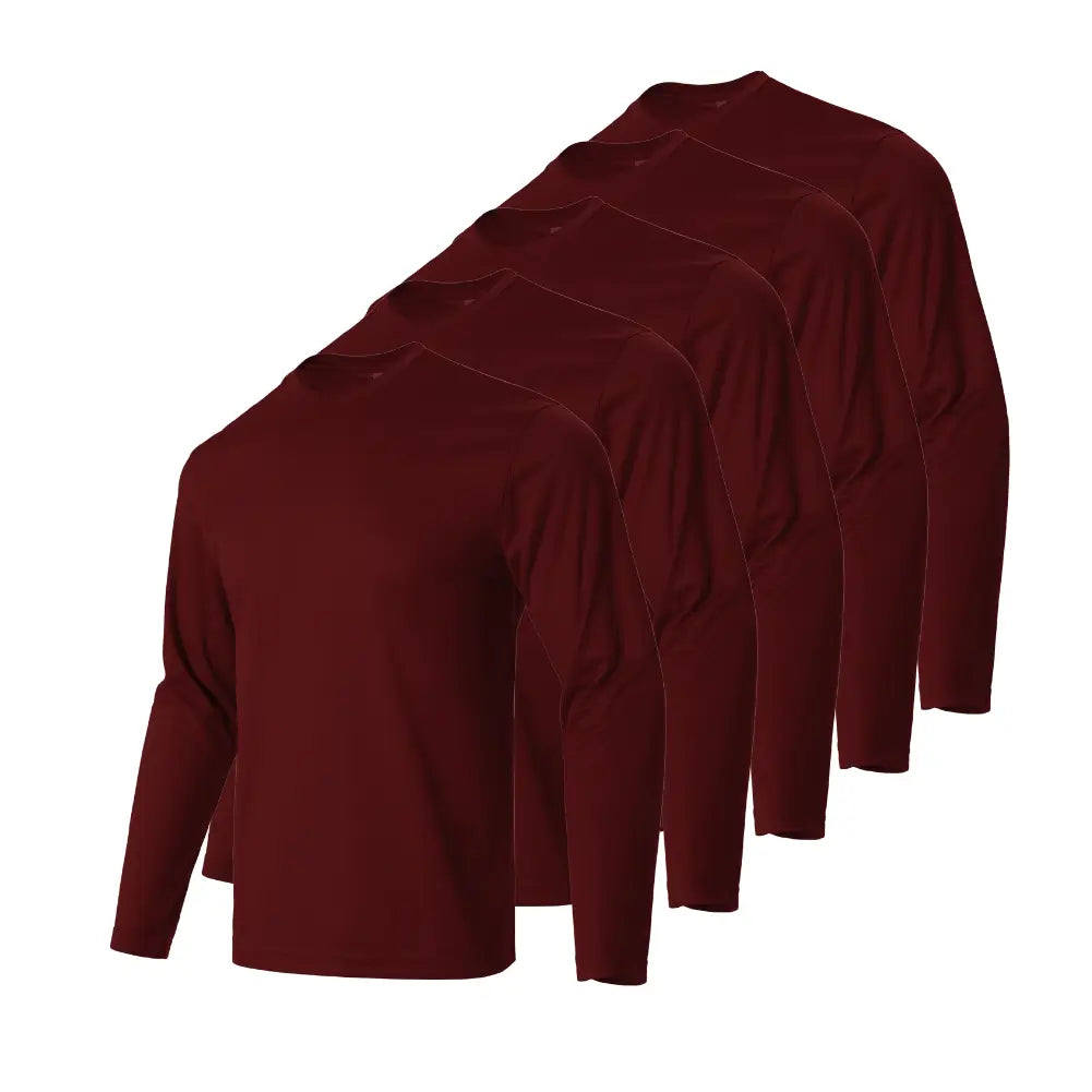 5 Pack Men's Long Sleeve T-Shirts - Soft Cotton Crew Neck Casual Shirts for Everyday Wear | Office, Gym, Travel & Outdoor Activities