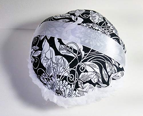Black and White Leaves Design Soft Fleece Powder Puff - 5 Inch Large Makeup Brush for Loose Powder & Setting Powder | Perfect for Professional Makeup Application & Touch-Ups