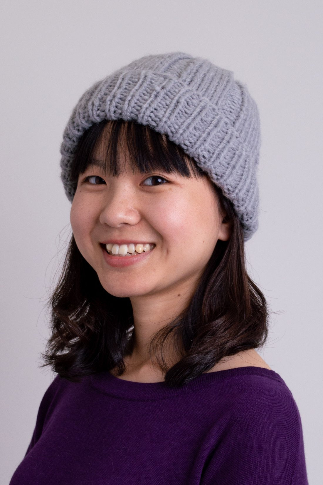 Hand Knit Wool Beanie for Men & Women - Soft Grey Winter Hat for Outdoor Activities, Hiking, and Cold Weather