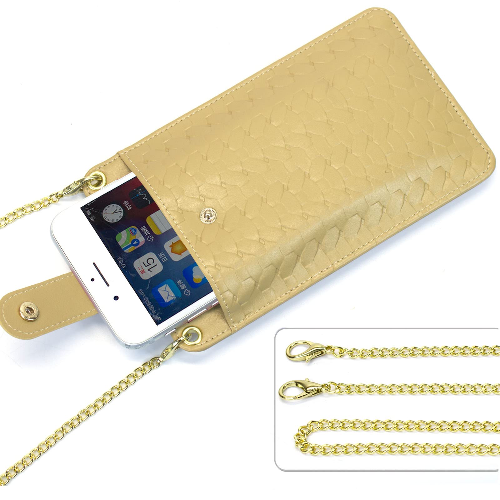 Women's Small Crossbody Bag - Phone Purse Wallet with Chain Strap & Lanyard, Woven Satchel with Card Slots & Zip Pocket (Tyler Tan) - Perfect for Travel, Shopping & Everyday Use