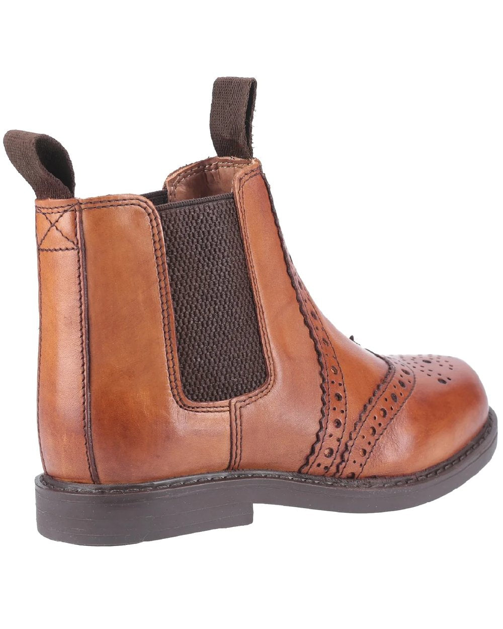 Cotswold Children's Nympsfield Brogue Pull-On Chelsea Boots - Waterproof Leather Ankle Boots for Boys & Girls - Perfect for School, Outdoor Play & Special Occasions