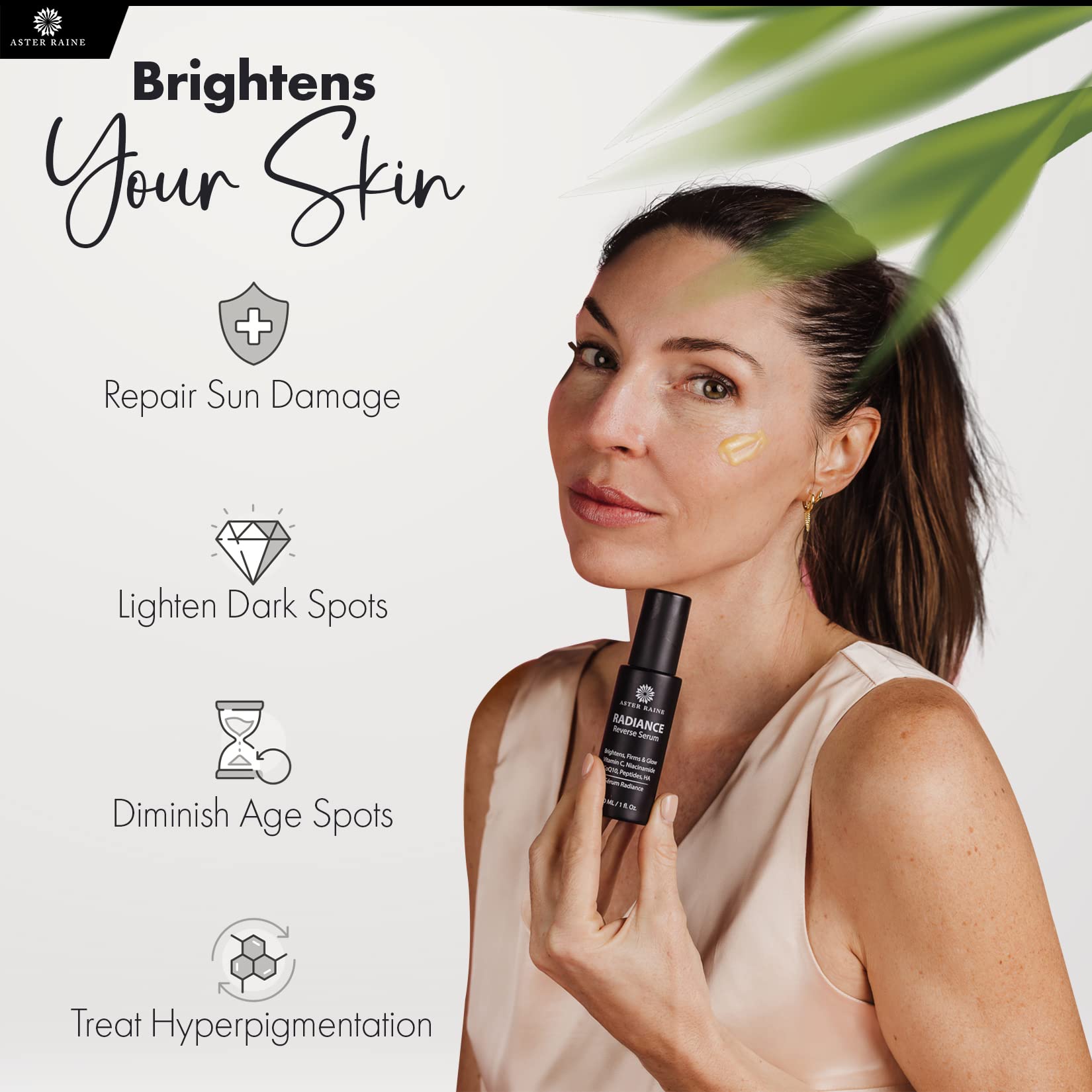 Radiance Reverse Anti-Aging Facial Serum with Vitamin C, Niacinamide, CoQ10, Peptides & Hyaluronic Acid - Dark Spot Corrector & Brightening Serum for Women & Men - Day & Night Skincare for Youthful Glow