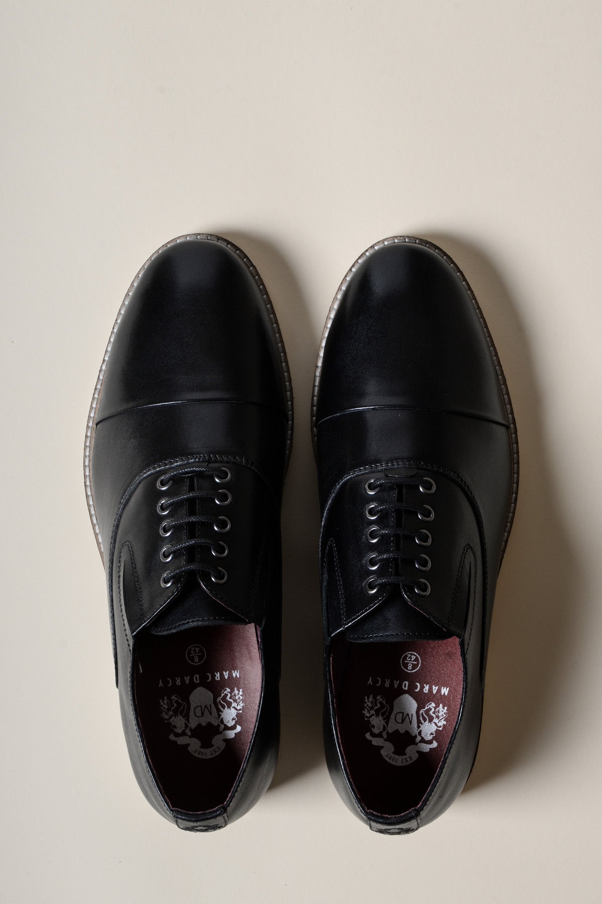Premium Black Leather Cap Toe Oxford Dress Shoes for Men - Classic Formal Business & Wedding Attire