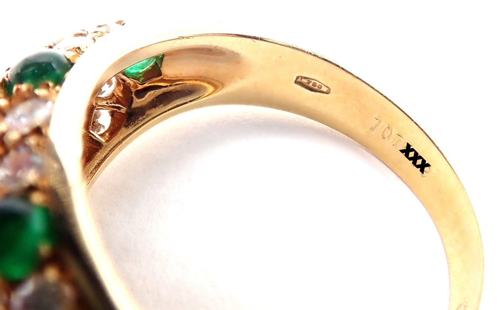 Authentic Vintage Cartier Panthere 18k Yellow Gold Diamond & Emerald Ring for Women - Luxury Jewelry Gift for Anniversary, Engagement & Special Occasions