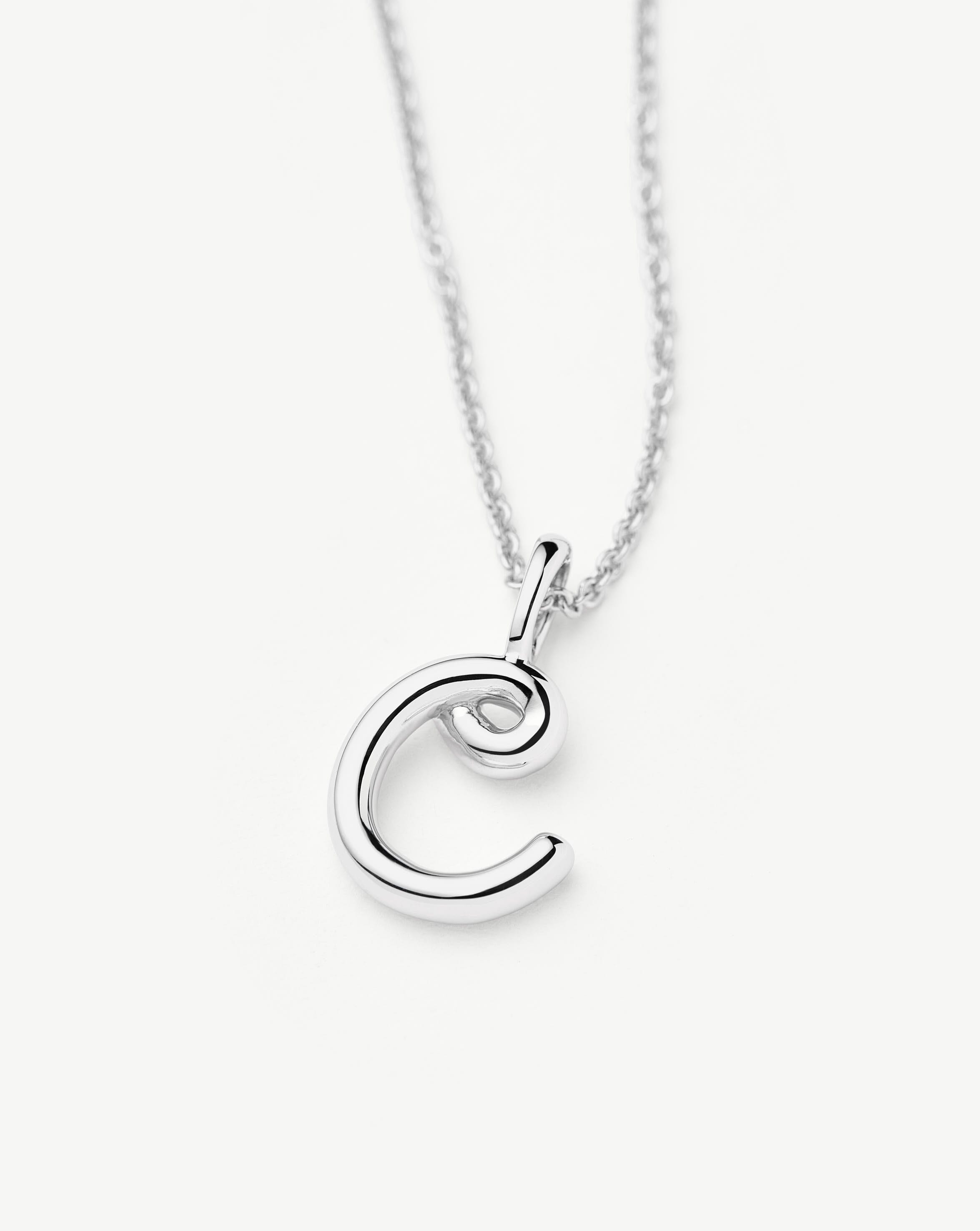 Curly Molten Mini Initial Necklace - Sterling Silver Personalized Jewelry for Women | Elegant Gift for Her, Birthday, Anniversary, Valentine's Day