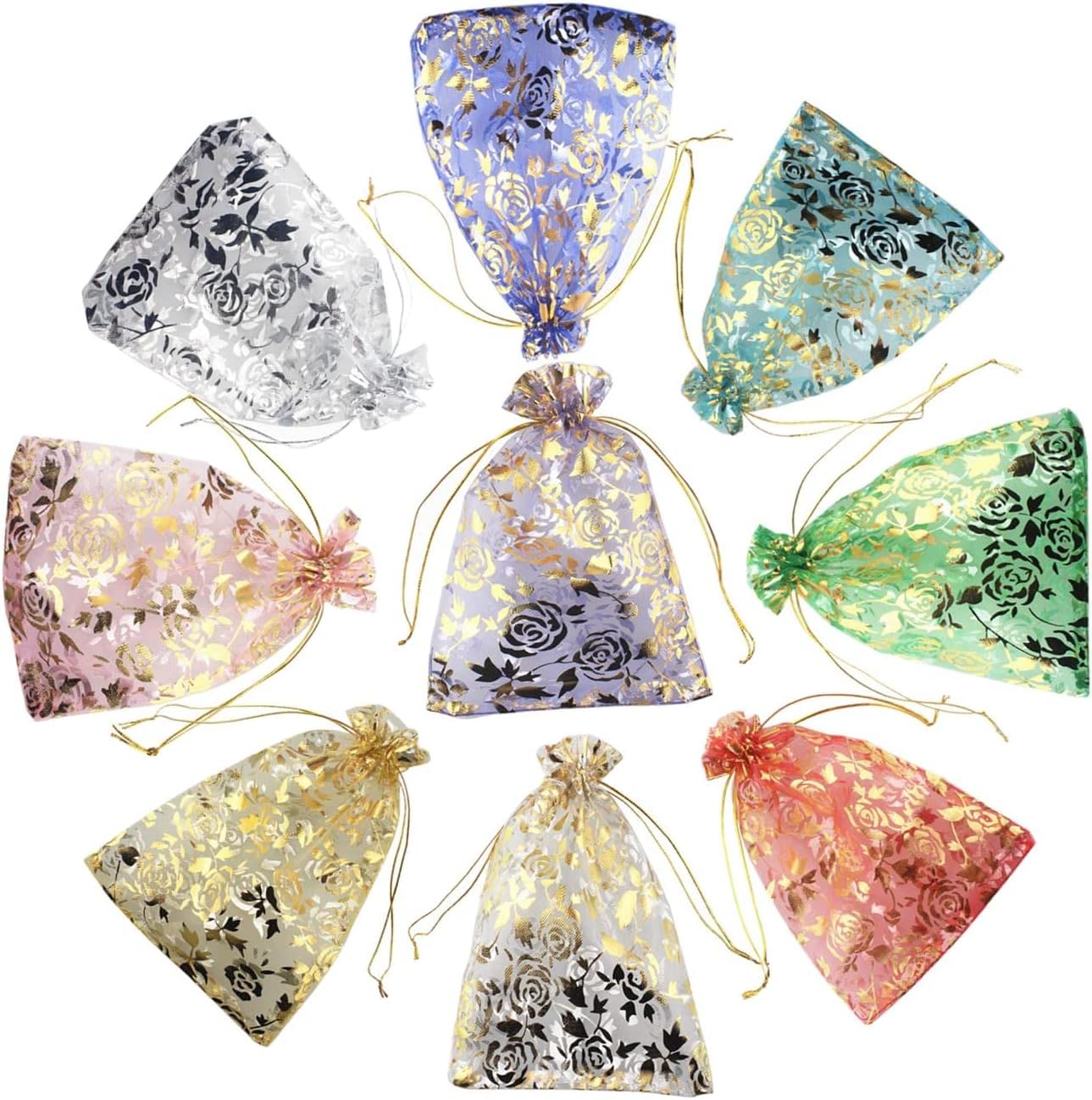25 Pcs 4x6 Inch Organza Drawstring Potli Bags - Small Gift Pouches for Weddings, Parties, Baby Showers, Dry Fruits & Return Gifts (Mixed Colors) - Perfect for Favor Packaging, Jewelry Storage & Event Decorations