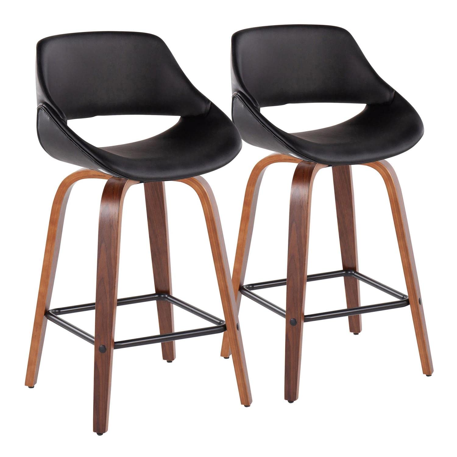 LumiSource Walnut Wood Counter Stools Set of 2 - 24