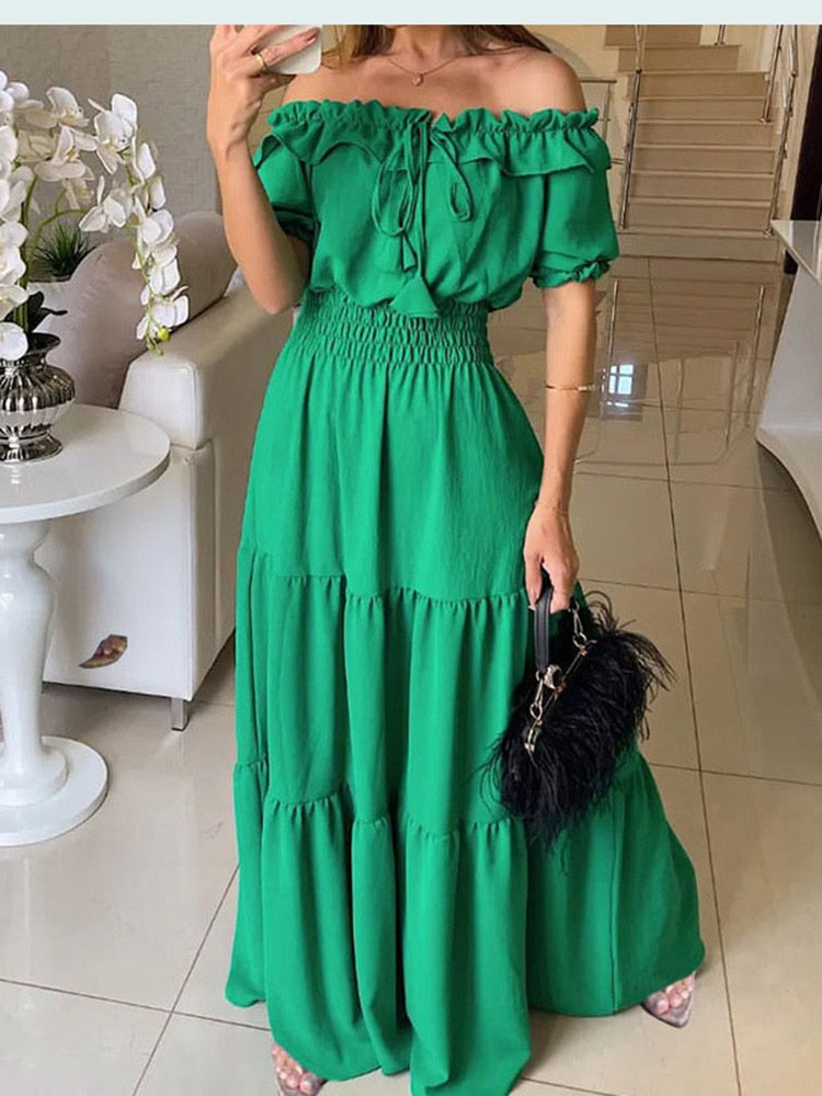 Boho Summer Dress for Women - Flowy Solid Color Maxi Dress | Beach, Vacation & Casual Outfit