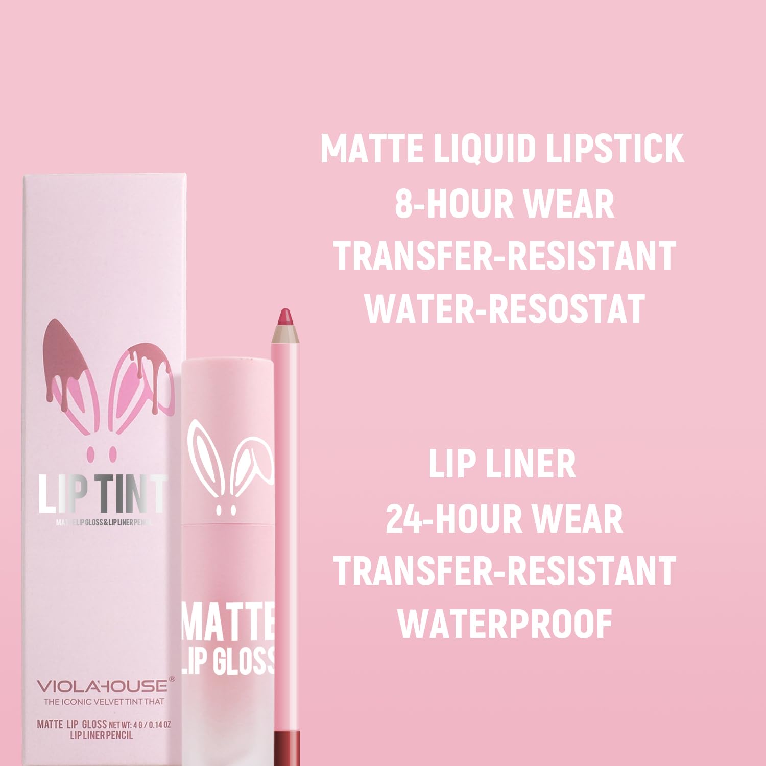 VIOLA HOUSE Matte Liquid Lipstick Set - Long Lasting #7 (4g/0.14oz) with Lip Combo & Lip Pencil | Perfect for Everyday Wear, Date Night & Special Occasions