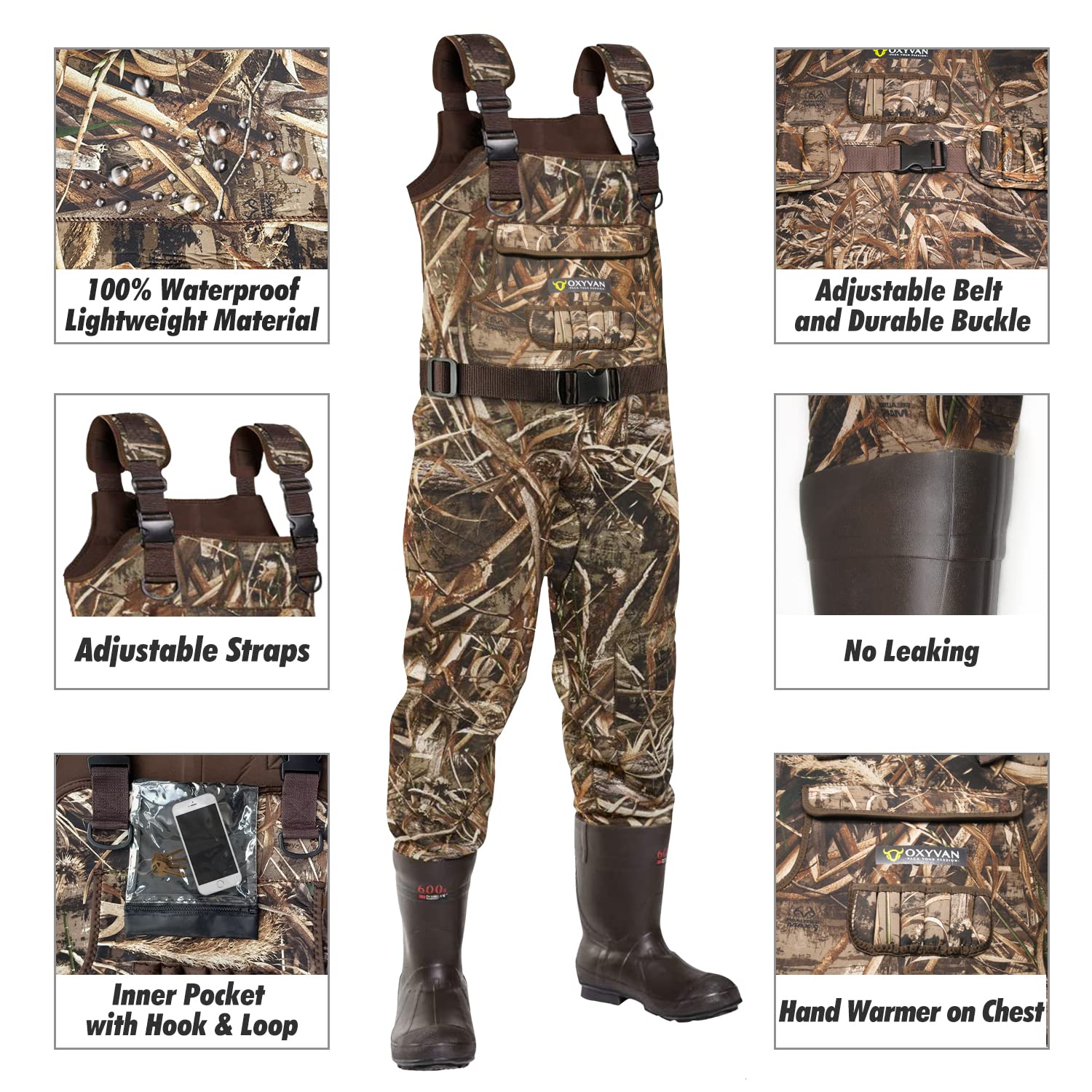 Breathable Waterproof Chest Waders for Men & Women - OXYVAN Stocking Foot Fishing Waders for Fly Fishing, Hunting & Outdoor Adventures