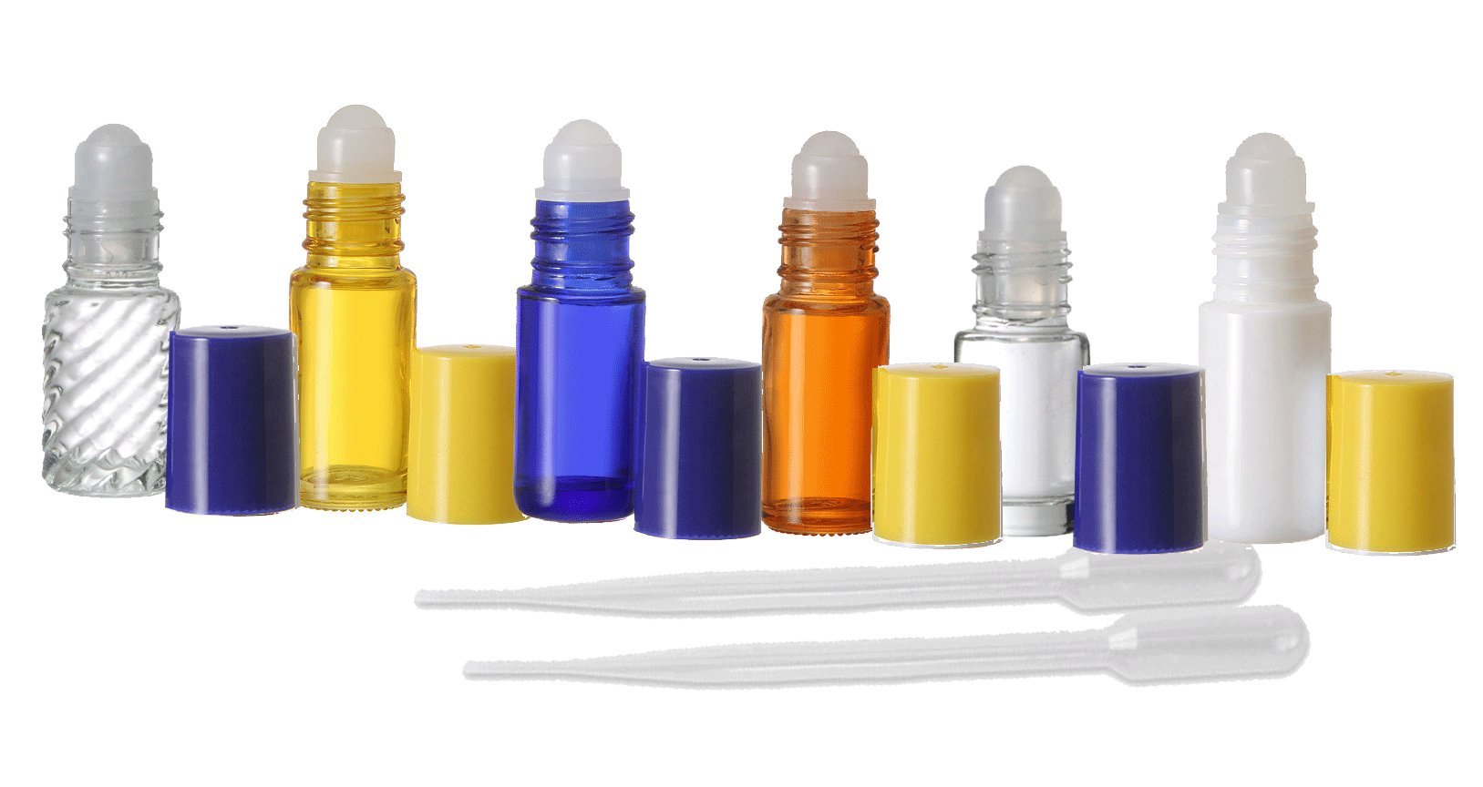 6 Pack 4ml Aromatherapy Glass Roll On Bottles - Sunset Assorted Colors by Grand Parfums - Essential Oil Roller Bottles for DIY Perfume, Massage & Relaxation - Perfect for Travel, Yoga & Gifts