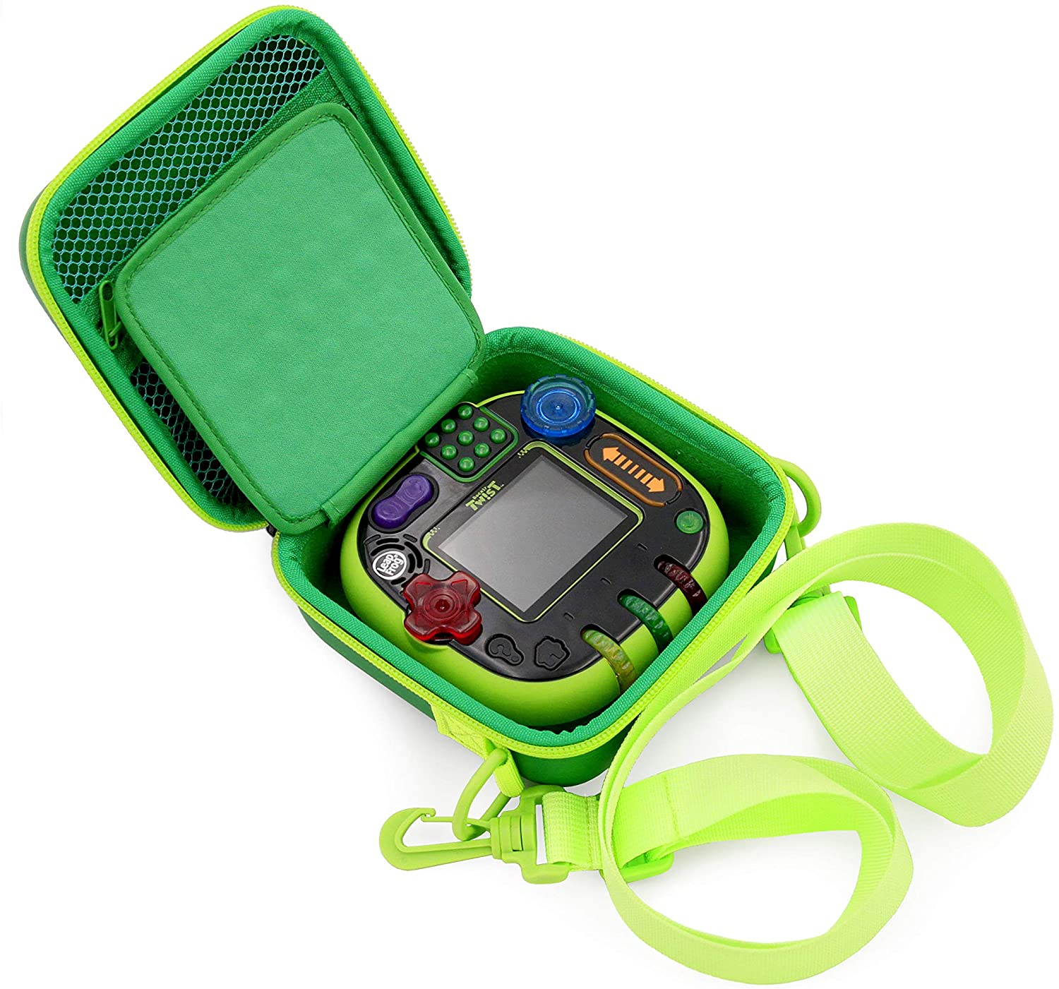 CASEMATIX Travel Case for LeapFrog Rockit Twist Handheld Learning Game - Portable Toy Storage Box with Shoulder Strap, Accessory Pockets & Keychain - Perfect for Kids Travel, School & On-the-Go Learning