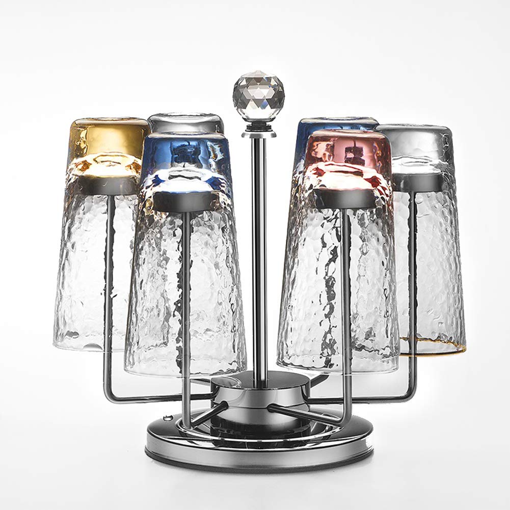 NORTHOME 11 oz Drinking Glasses - Set of 6 Tumbler Cups with Holder for Water, Juice & Cocktails - Durable Glassware for Home, Restaurant & Party Use