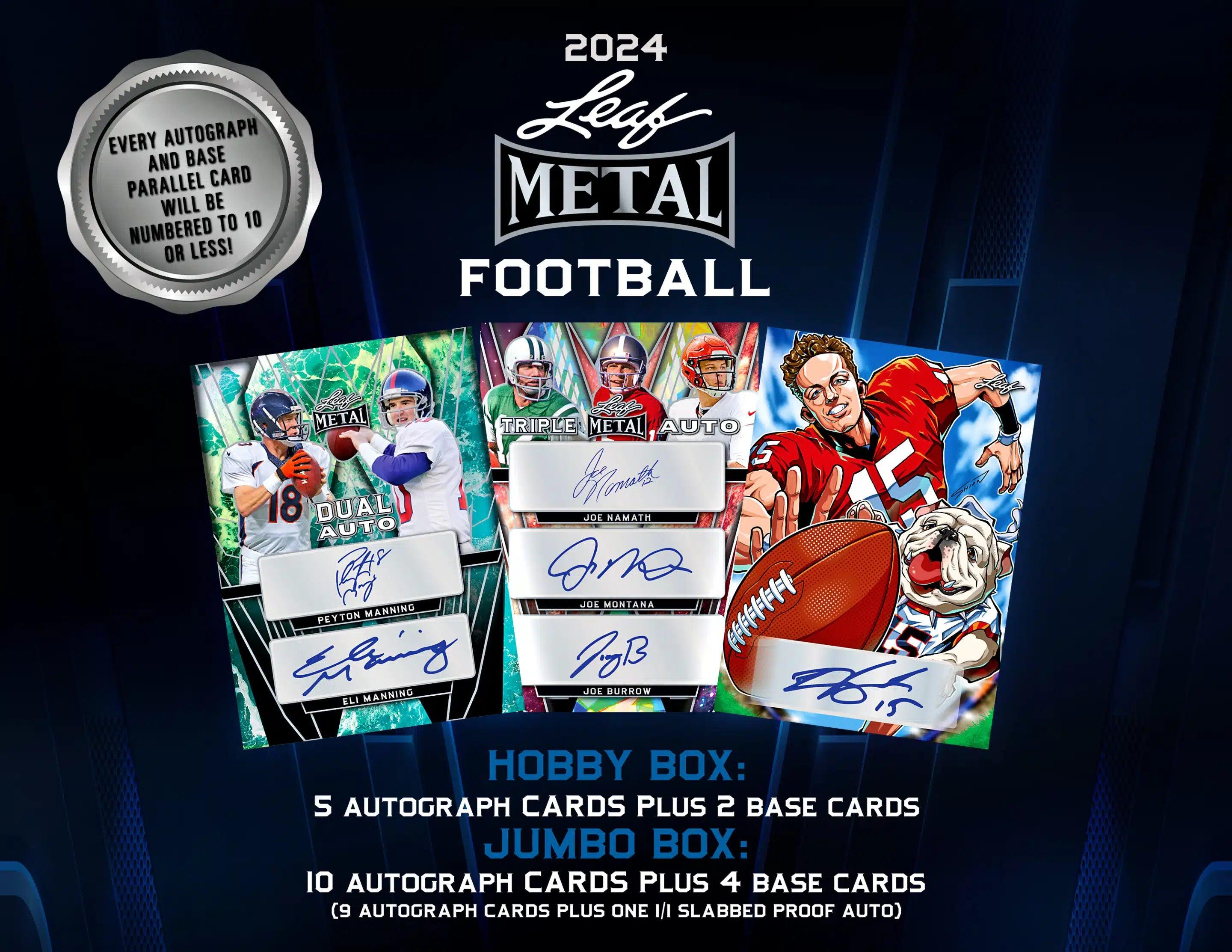 2024 Leaf Metal NFL Football Trading Cards Hobby Box - Collectible Sports Cards for Trading, Investing & Fantasy Football Enthusiasts