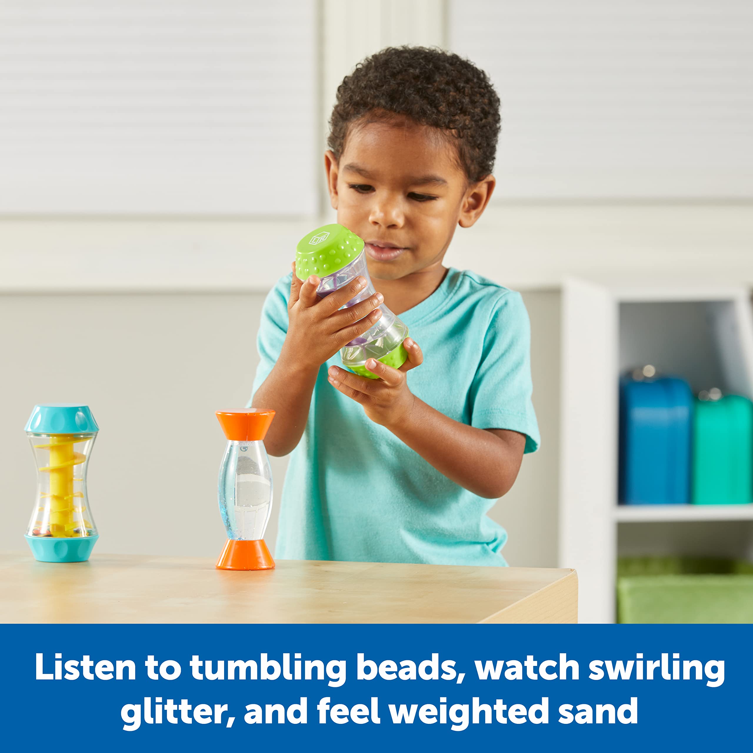 Learning Resources Sensory Trio Fidget Tubes - 3-Piece Fine Motor Skills Toys for Toddlers & Kids Ages 3+ | Stress Relief, Speech Therapy, Autism Sensory Tools | Perfect for Classroom, Travel & Easter Gifts