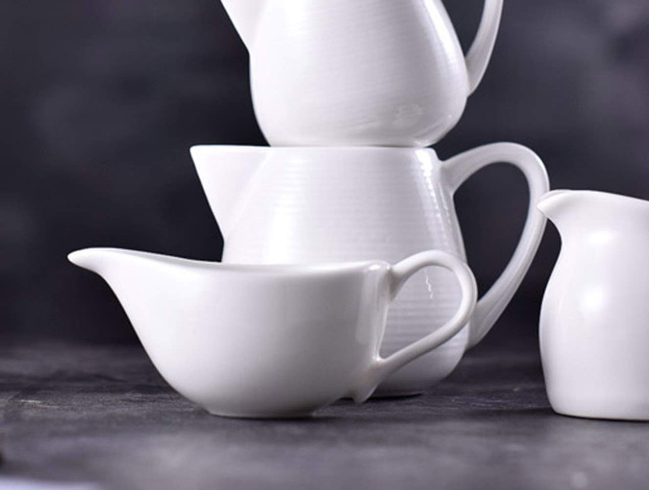 2-Pack White Ceramic Creamer Pitchers with Handle - Small Milk Pouring Jug for Coffee, Tea & Dessert Sauces - Perfect for Breakfast, Brunch & Afternoon Tea Service