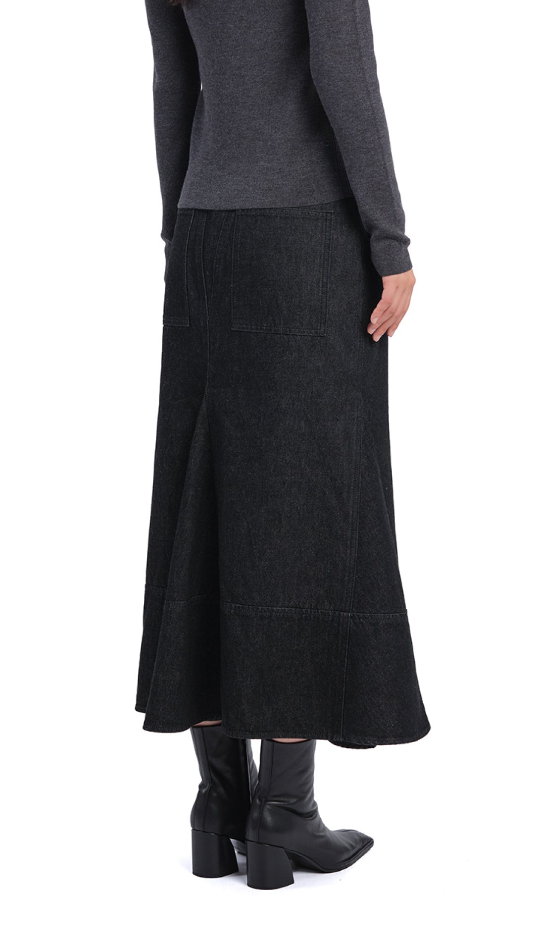 Stylish High Waist Denim Fishtail Skirt for Women - Trendy A-Line Midi Skirt with Side Pockets - Perfect for Casual Outfits, Date Nights & Office Wear