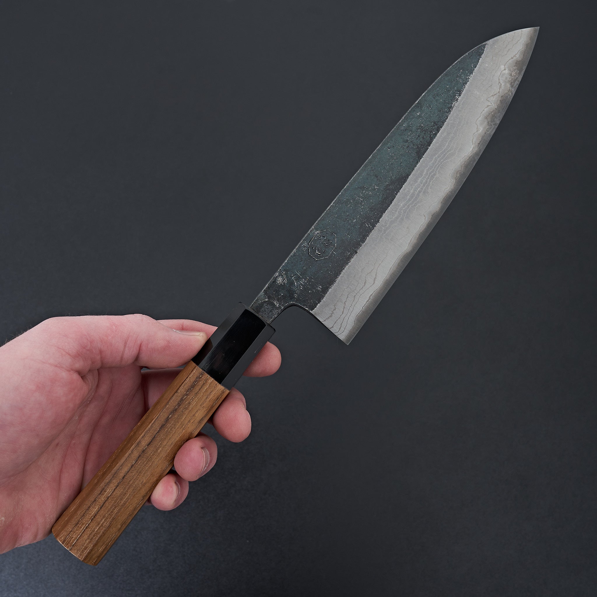 Premium Kumokage Blue #2 Kurouchi Damascus Santoku Knife 180mm - Japanese Chef Knife for Slicing, Dicing & Chopping - Perfect for Home Cooks & Professional Kitchens