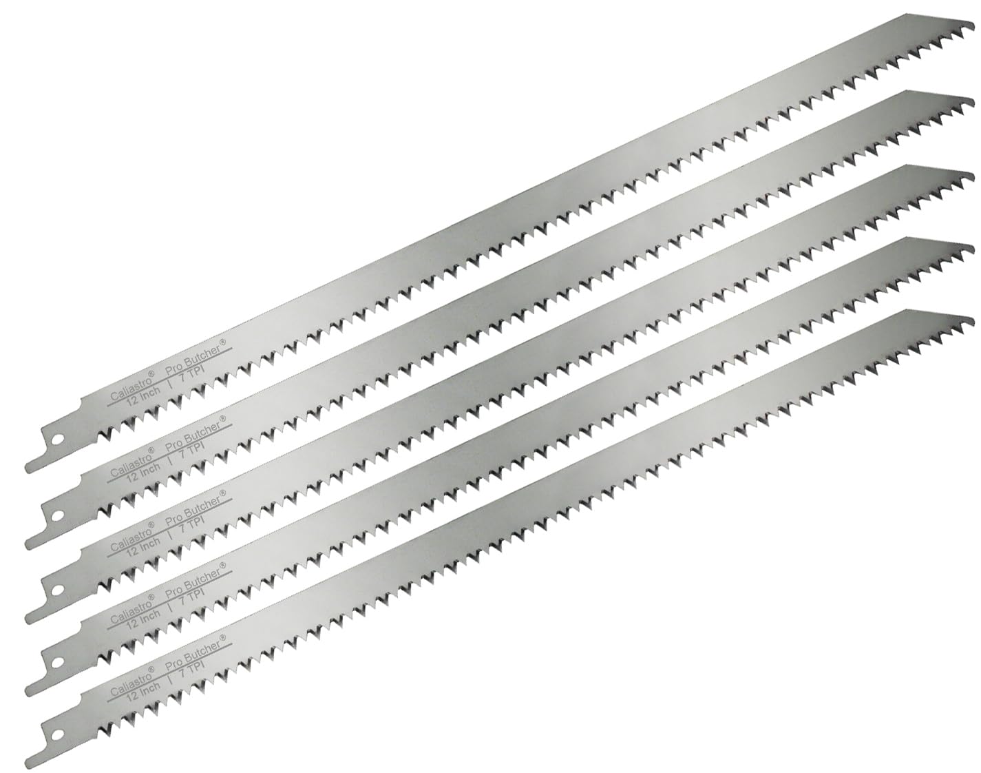 12-Inch Stainless Steel Frozen Meat & Bone Cutting Saw Blades for Reciprocating & Sawzall Saws - 5 Pack - Heavy Duty Commercial Butcher Tools - Perfect for Meat Processing, Hunting, and Food Prep