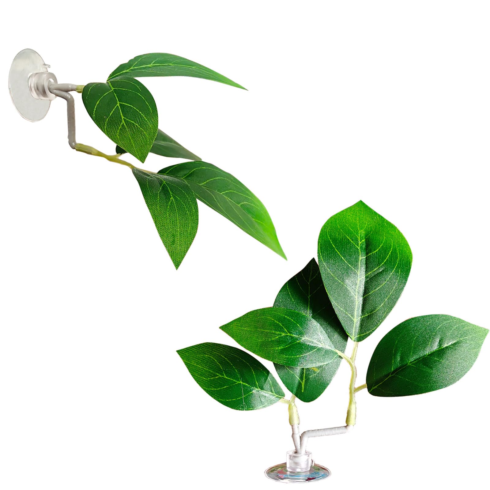 **2 Pack Adjustable Plastic Aquarium Plants - Fish Tank Leaf Pad Decor with Suction Cups, Natural Betta Habitat for Spawning, Resting & Playing | Multi-Leaf Design for Freshwater & Saltwater Tanks**    *(Use: Perfect for betta fish tanks, community aquariums, or breeding setups to provide shelter and natural stimulation.)*