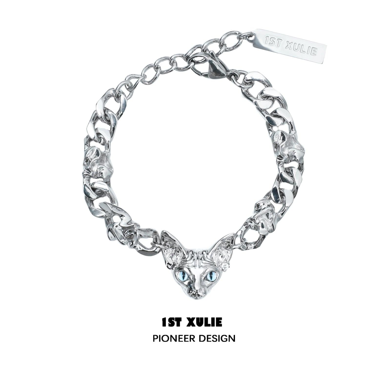 18k Platinum Plated Cat Bracelet - Elegant Cat Gaze Diablo Design for Women | Perfect Gift for Cat Lovers, Birthday & Anniversary | Fashion Jewelry for Daily Wear & Special Occasions