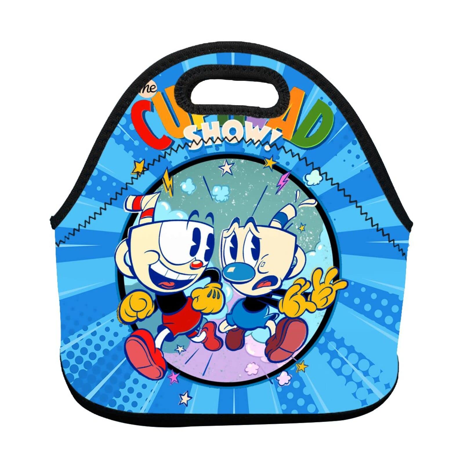 **Cuphead & Mugman Insulated Neoprene Lunch Bag - Reusable Hot & Cold Tote for Women & Men - Perfect for Work, School & Picnics**