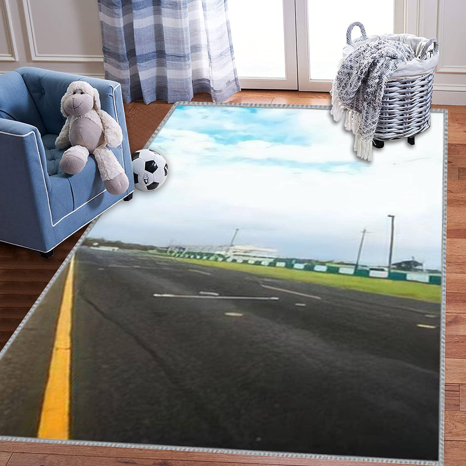 3D Carpet Extra Large Kids Play Area Rug - 5x8 ft Race Track Design with Starting Grid & Pit Lane for Boys & Girls | Perfect for Bedroom, Playroom & Nursery Décor | Fun Learning & Playing Surface for Toddlers & Children