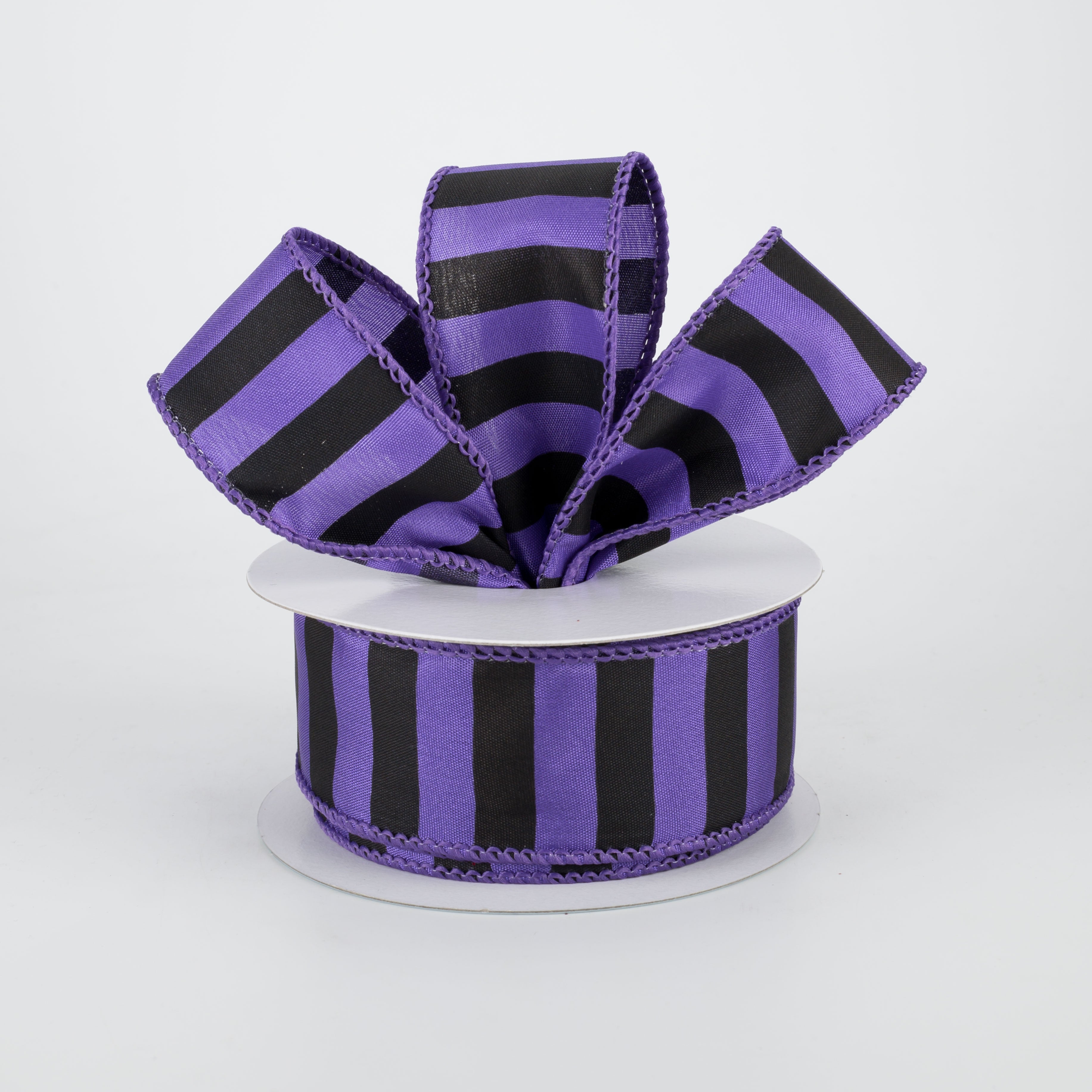 1.5 Inch Medium Stripe Ribbon - Purple & Black Grosgrain Ribbon (10 Yards) for Gift Wrapping, Crafts, and DIY Projects