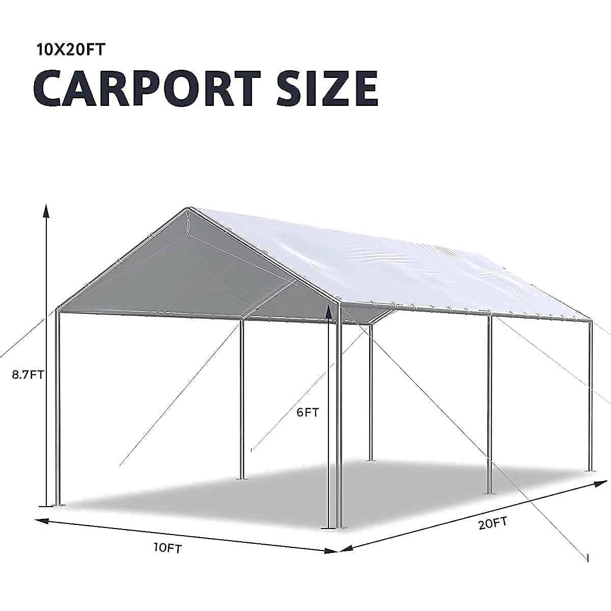 20' x 10' Heavy Duty Car Canopy Shelter - Waterproof UV Protection Outdoor Carport for Vehicles, Parties, Camping & Backyard Use
