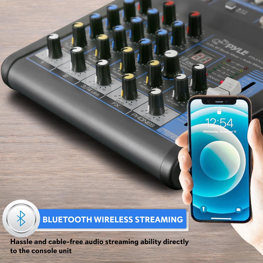 4-Channel Bluetooth DJ Mixer - Professional Audio Controller for Live Performances & Music Production | Perfect for DJs, Clubs, and Home Studios