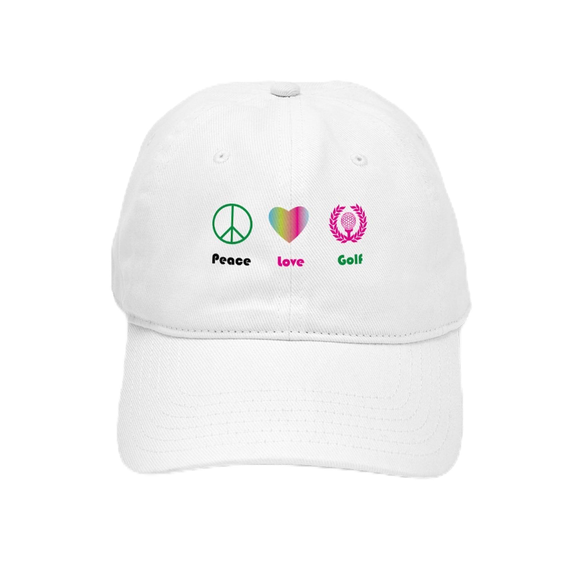 Peace Love Golf Baseball Cap - Adjustable Unisex Golf Hat for Men & Women - Perfect for Golfing, Outdoor Sports & Casual Wear