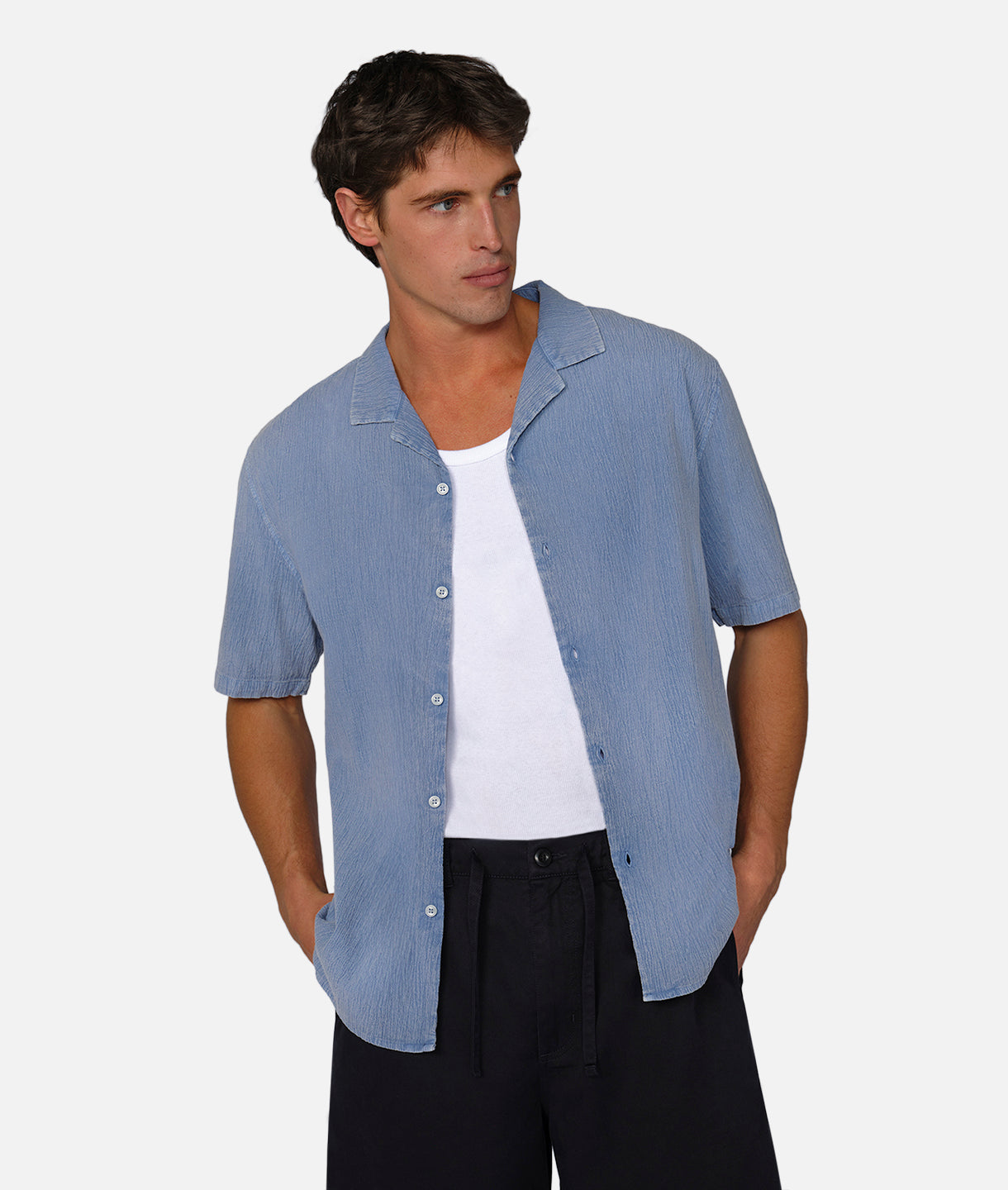 Premium Washed Magna Short Sleeve Shirt - Soft Washed Chambray Casual Button Down for Men | Perfect for Summer Outings, Office Wear & Weekend Relaxation