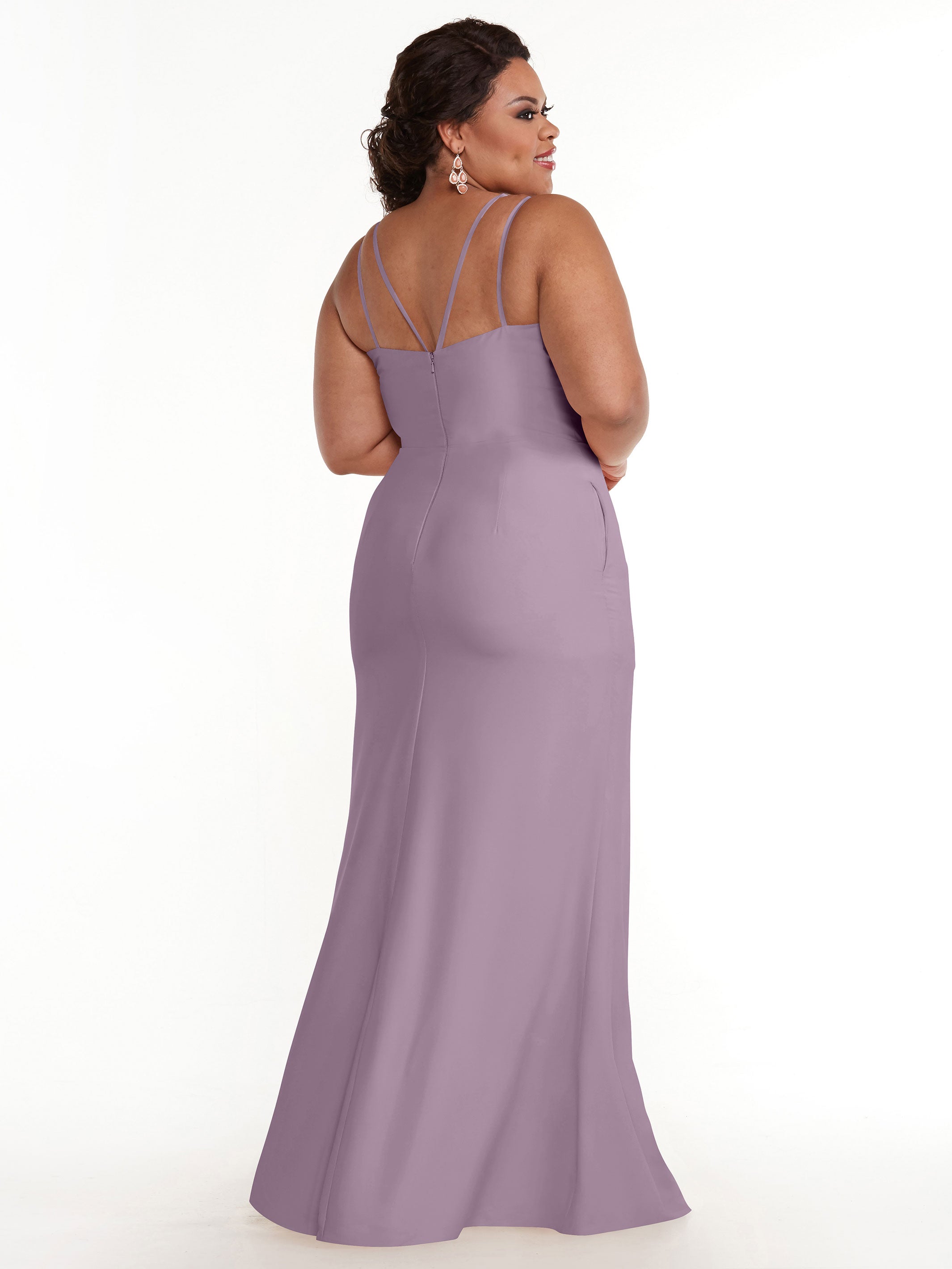 Elegant 83030 Sheath Stretch Chiffon Bridesmaid Dress with Bateau Neckline & High Slit - Perfect for Weddings, Formal Events & Evening Parties