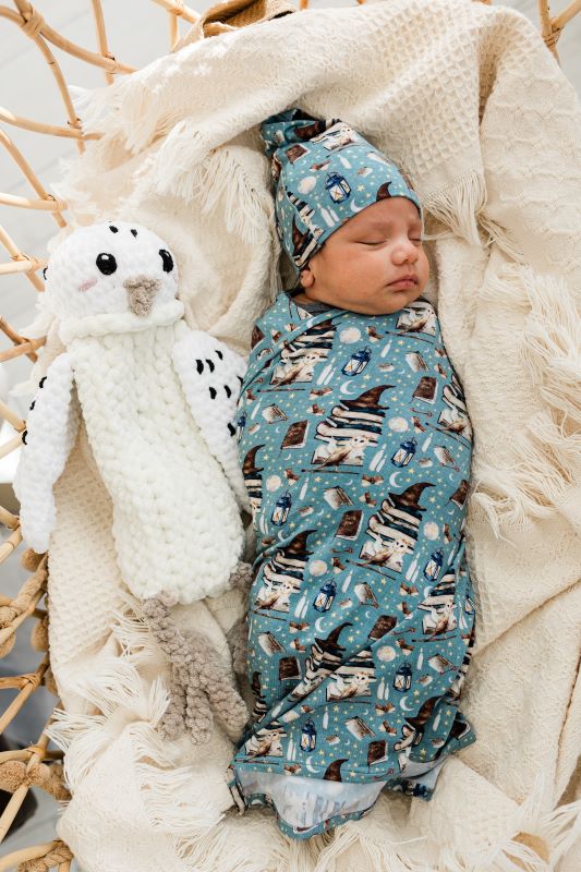 Spellbound Baby Swaddle Blanket & Hat Set - Soft Cotton Newborn Swaddles for Boys & Girls - Perfect for Sleeping, Swaddling & Photography