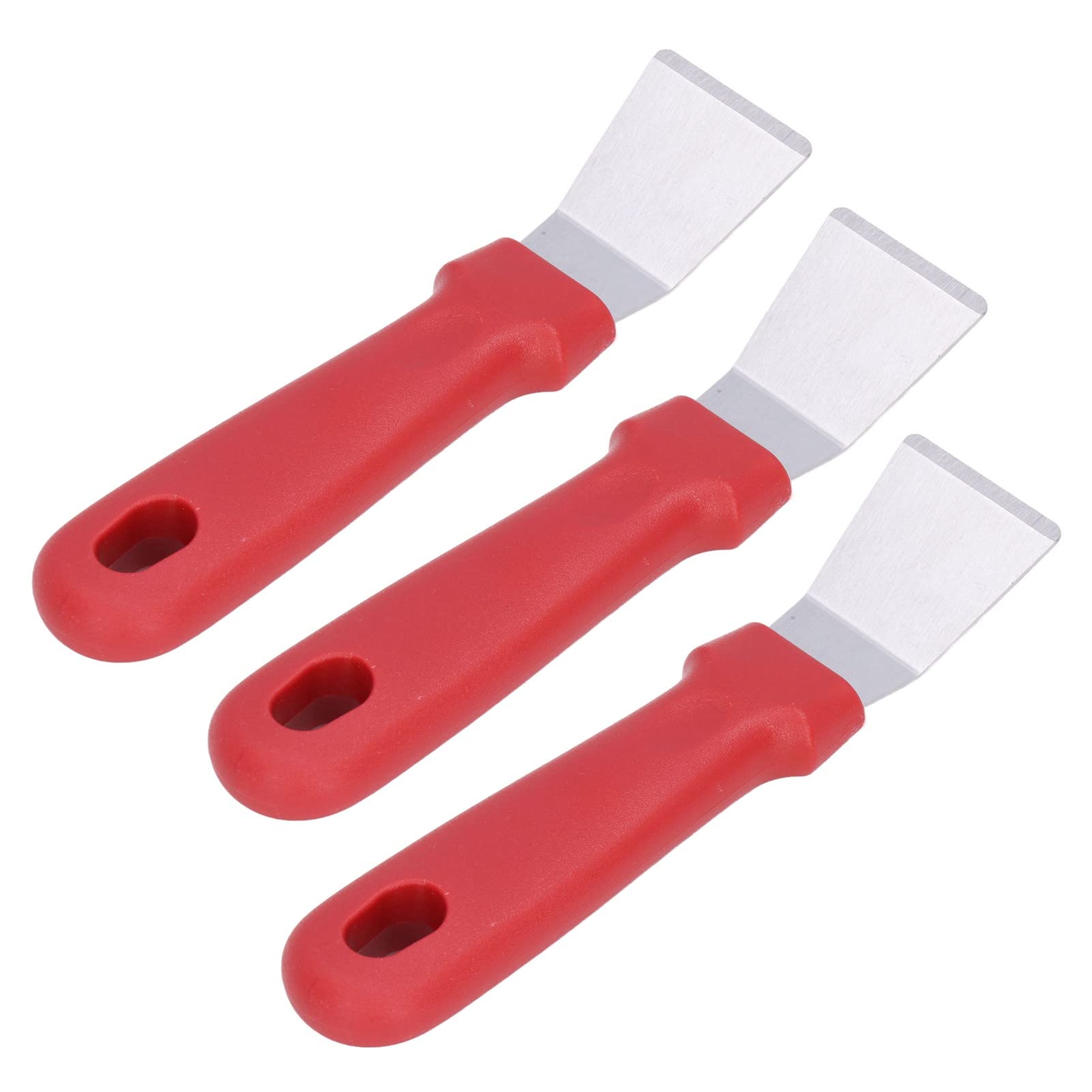 10Pcs Stainless Steel Refrigerator Oil Cleaning Shovel with Hanging Hole - Kitchen Scraper Tool for Freezer, Stove & Countertop Cleaning (Red) - Perfect for Grease Removal, Food Scraping and Kitchen Maintenance