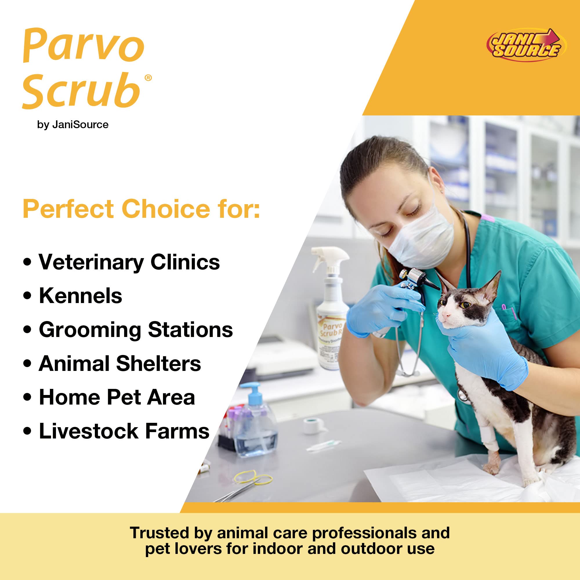 ParvoScrub Vet Grade Disinfectant & Kennel Cleaner - 1 Step Deodorizer Concentrate (4 Gallons) for Dog Kennels, Veterinary Clinics & Pet Facilities - Kills Parvovirus, Bacteria & Odors