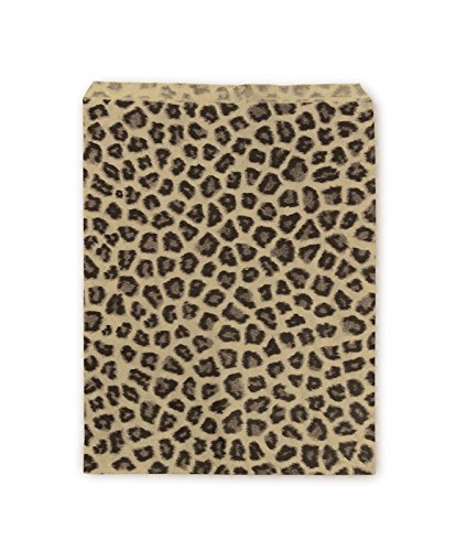 Leopard Print Gift Bags 7x5 Inches - Bulk Pack of 100 Premium Party Favor Bags for Birthdays, Weddings, Baby Showers & Holiday Gifting