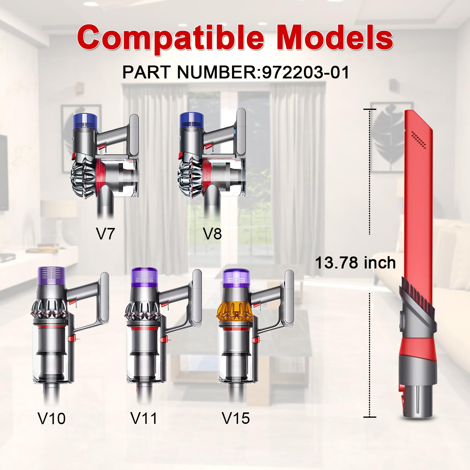 Dyson Vacuum Crevice Tool Attachment - Compatible with V7, V8, V11, V10, V12, V15 Models | Quick-Release Gap Cleaning Tool for Hard-to-Reach Areas | Perfect for Corners, Baseboards & Tight Spaces