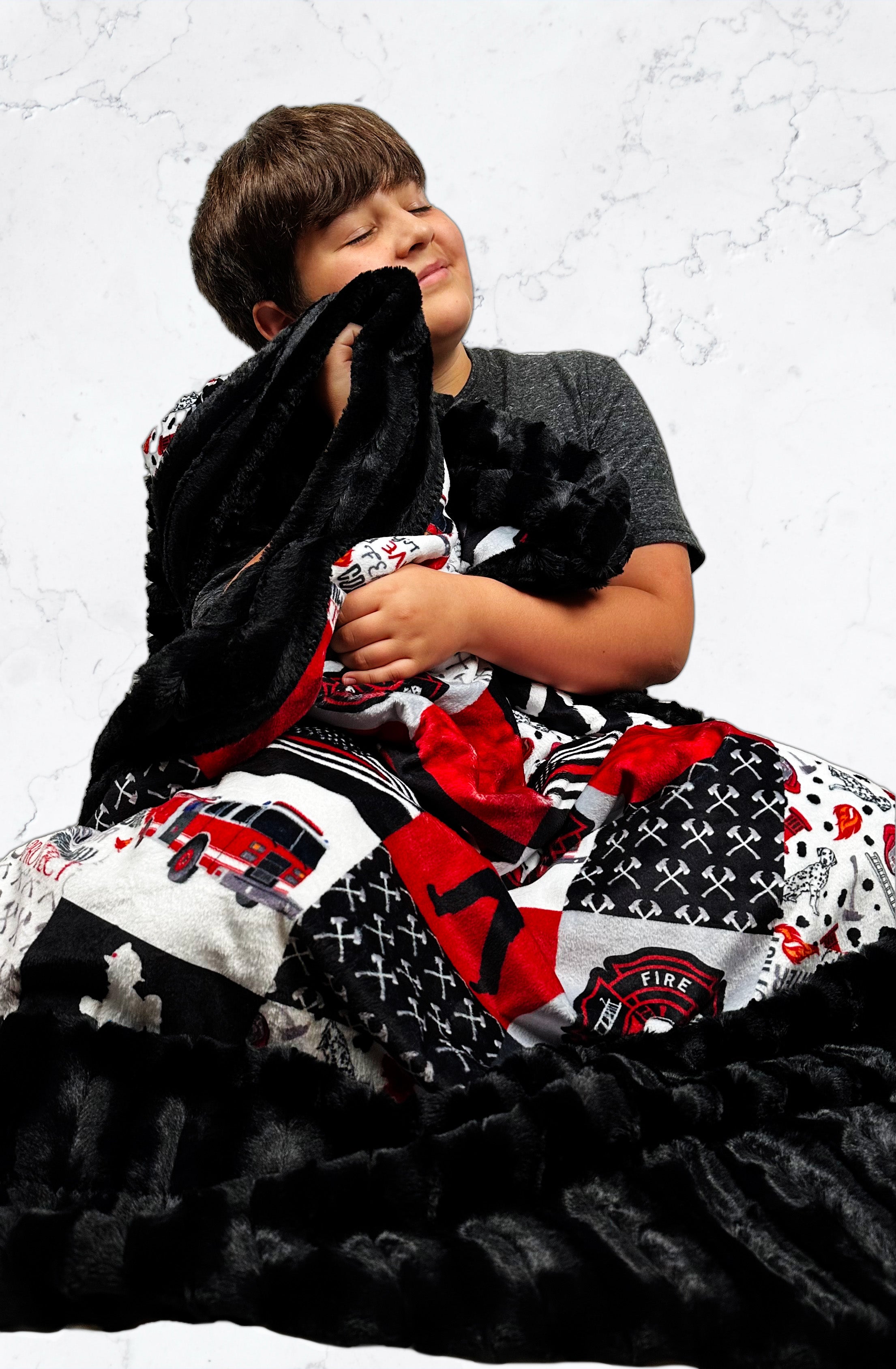Premium Black Chinchilla Large Blanket 55x75 - Ultra Soft Firefighter Themed Throw Blanket for Cozy Home, Bedroom & Couch - Perfect Gift for Firefighters & First Responders