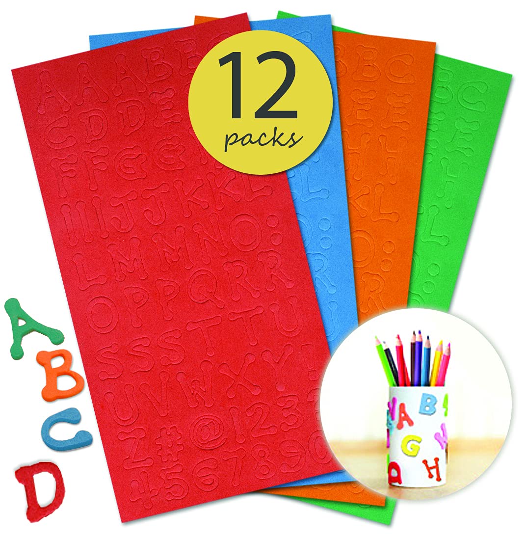 12 Packs Self-Adhesive Foam Alphabet Stickers - 1/2