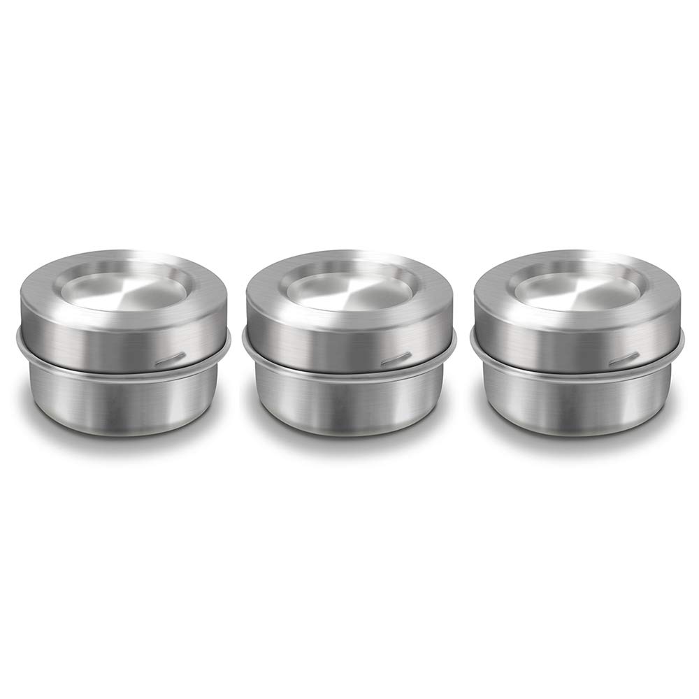 LEADUP 18/8 Stainless Steel Leakproof Condiment Containers (1.5 oz, Set of 3) - Salad Dressing, Sauces & Snacks Storage - Eco-Friendly Reusable Lunch Box Containers for Picnic, Travel & Daily Use