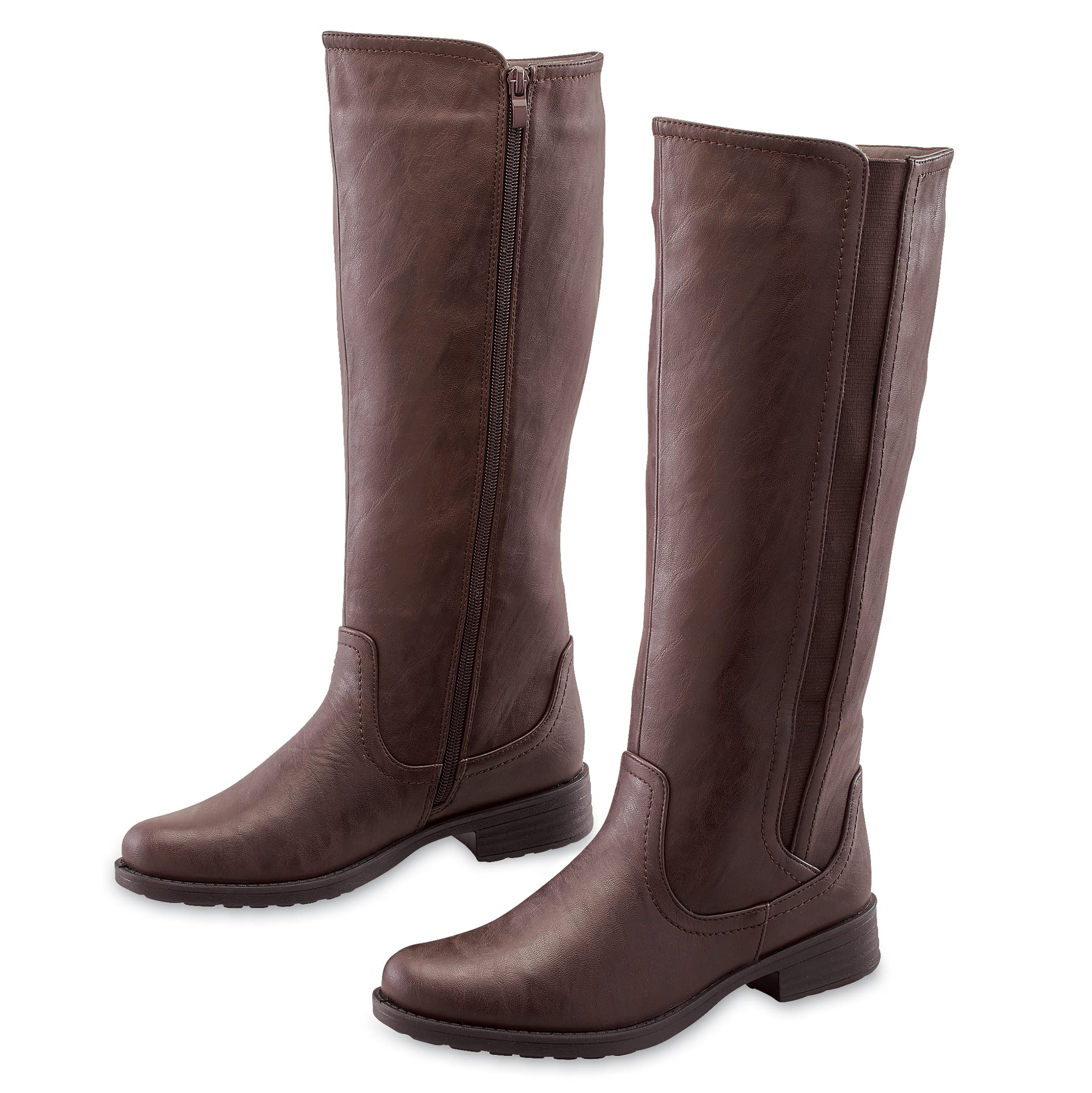 Collections Etc Tall Side Zip Plush Lined Under-The-Knee Boots - Women's Winter Fashion Boots with Cozy Fleece Lining for Casual Wear & Outdoor Activities
